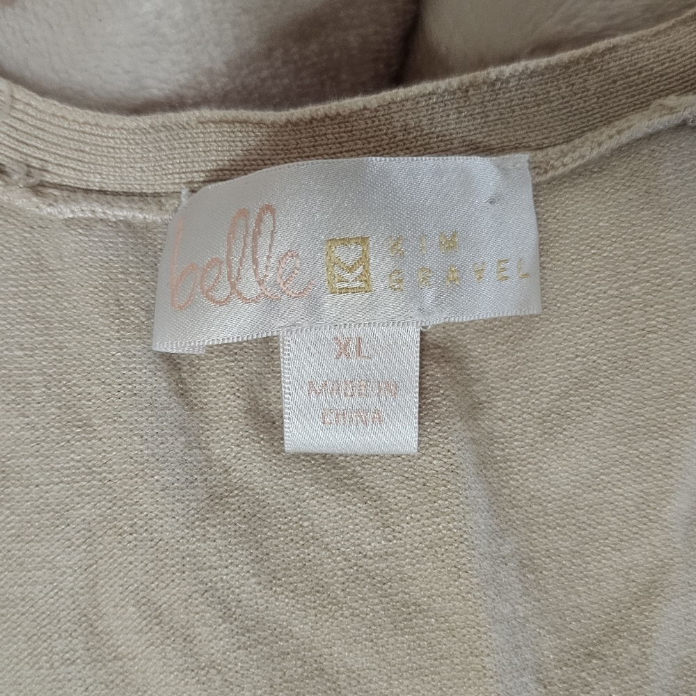 Belle Kim Gravel Women's Beige Sleeveless Sweater Top XL Excellent - Picture 2 of 5